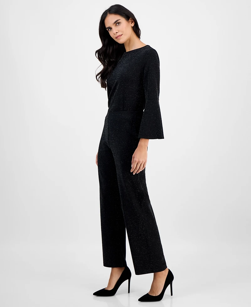 Ak Anne Klein Petite Pull-On Mid-Rise Wide-Leg Shimmer Pants