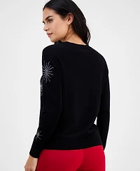 Ak Anne Klein Embellished Crewneck Long-Sleeve Sweater