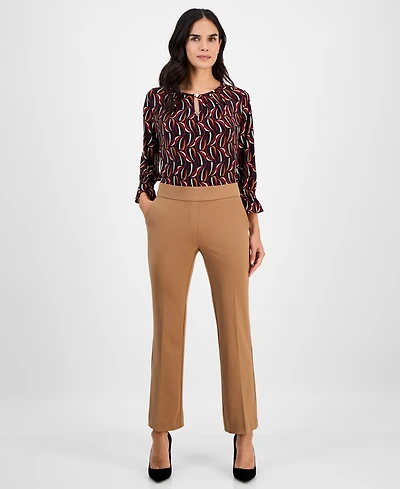 Ak Anne Klein Petite Pull-On Straight-Leg Pants