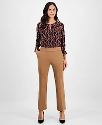 Ak Anne Klein Petite Pull-On Straight-Leg Pants