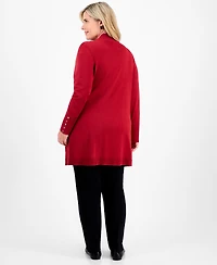 Jm Collection Plus Open-Front Long-Sleeve Cardigan, Exclusively at Macy's