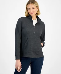 Style & Co Women's Waffle-Knit Quarter Zip Top, Macy's Exclusive