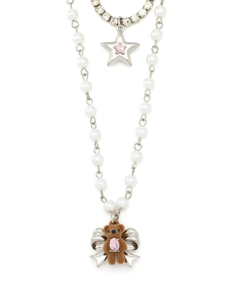 Betsey Johnson Faux Stone Teddy Bear Layered Necklace