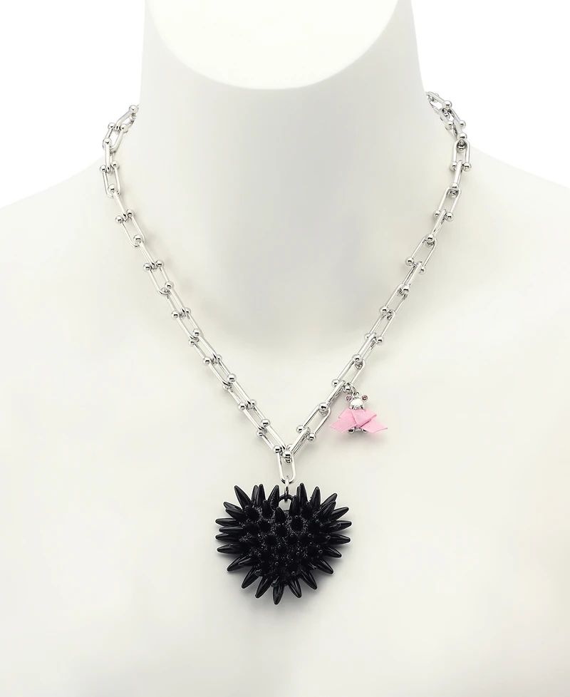 Betsey Johnson Faux Stone Spiky Heart Pendant Necklace