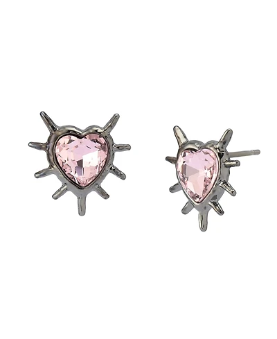 Betsey Johnson Faux Stone Spiky Heart Stud Earrings