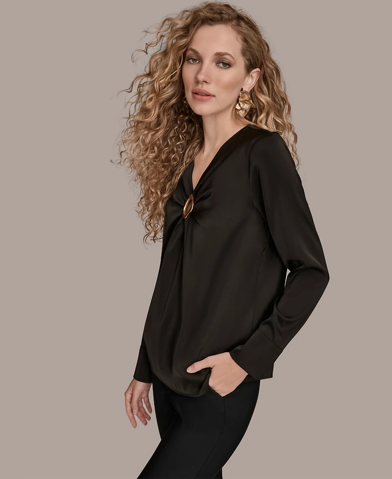 Donna Karan New York Women's V-Neck Embellished Top