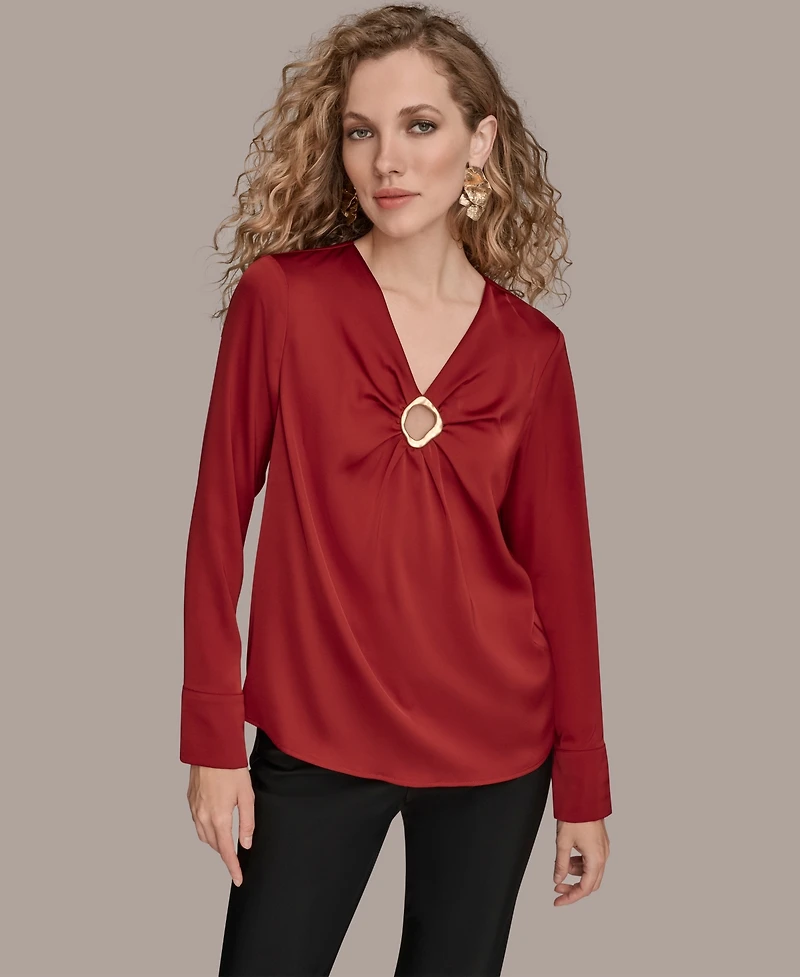 Donna Karan New York Women's V-Neck Embellished Top