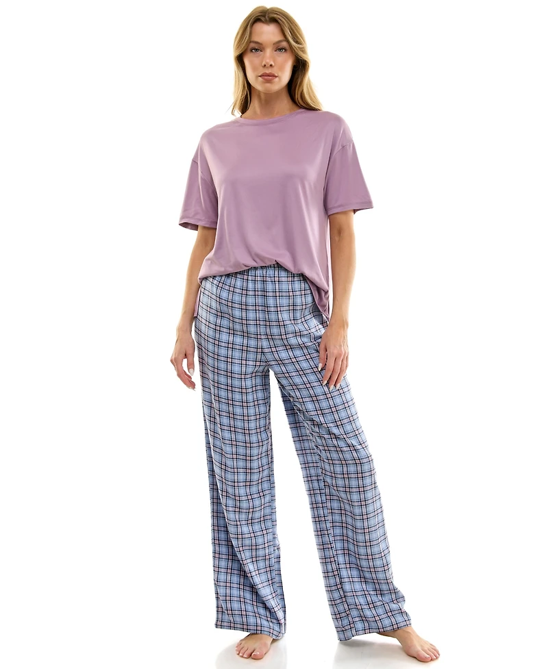 Roudelain Women's Open Leg Flannel Sleepwear Pants