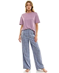 Roudelain Women's Open Leg Flannel Sleepwear Pants