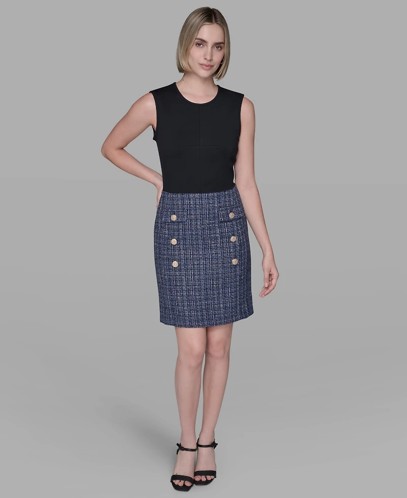 Karl Lagerfeld Paris Women's Multi Textured Twofer Mini Dress