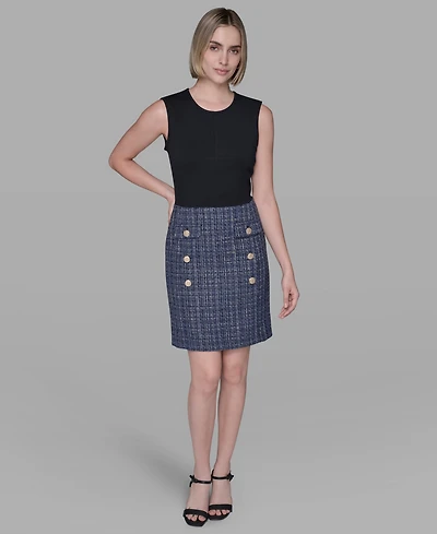 Karl Lagerfeld Paris Women's Multi Textured Twofer Mini Dress