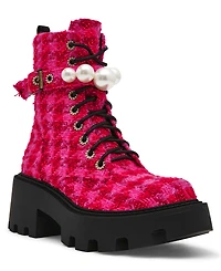 Betsey Johnson Women's Jonnie Embellished Combat Booties