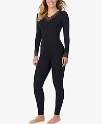 Cuddl Duds Petite Softwear V-Neck Lace Top
