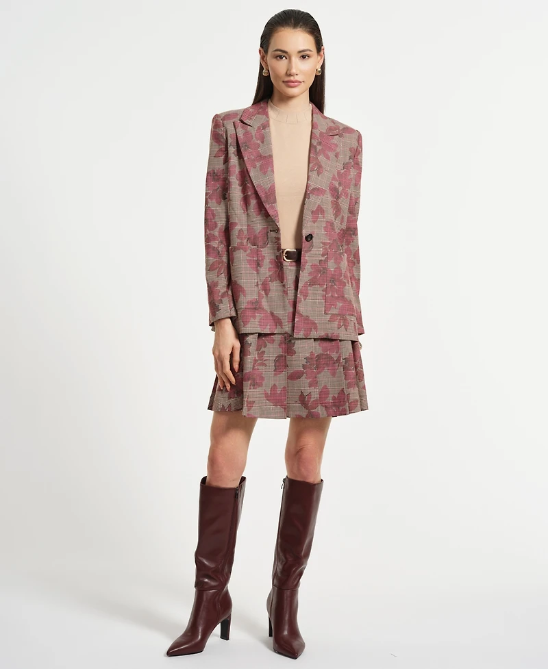 Isaac Mizrahi Women's Plaid Long Sleeves Blazer