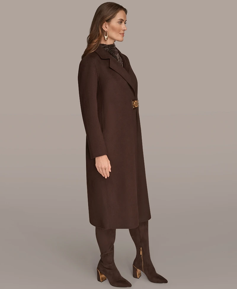 Donna Karan New York Women's Wool Blend Buckle Detail Coat