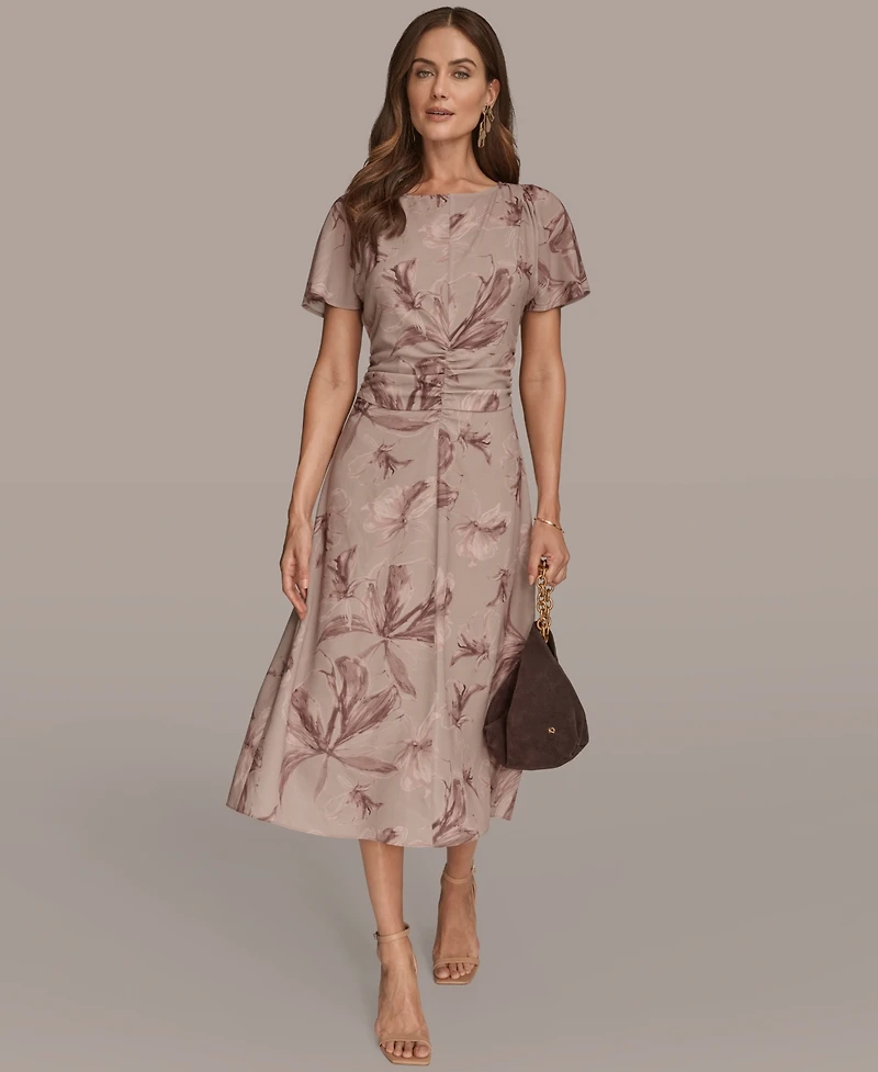 Donna Karan New York Women's Printed Ruched Dress