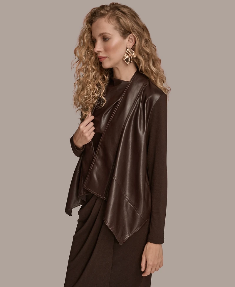 Donna Karan New York Women's Open Front Faux Leather Jacket