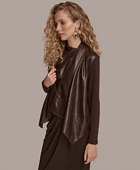 Donna Karan New York Women's Open Front Faux Leather Jacket