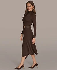 Donna Karan New York Women's Twist Front Belted Sweater Dress