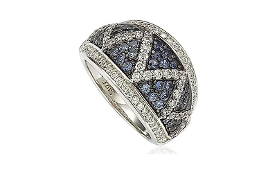 Suzy Levian Sterling Silver & Created White Sapphire Pave Zig Zag Ring