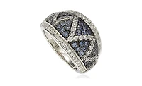 Suzy Levian Sterling Silver & Created White Sapphire Pave Zig Zag Ring