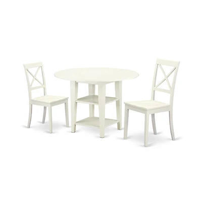 East West Furniture Dining Room Set Linen White