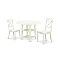 East West Furniture Dining Room Set Linen White