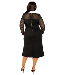 Buxom Couture Plus Collared Lace Midi Dress