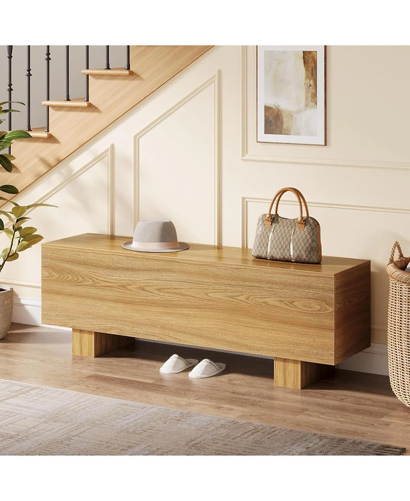 Tribesigns 47.2" Entryway Bench, Wooden Bedroom Bench End of Bed, Easy Assembly