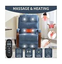 Maison Boucle Dual Motor Power Lift Recliner with Massage & Heat, Infinite Position Electric Chair Solid Wood Arms-Maison