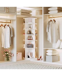 Ironck Rotating Shoe Rack Tower, Free Standing 360° Revolving Spinning, White