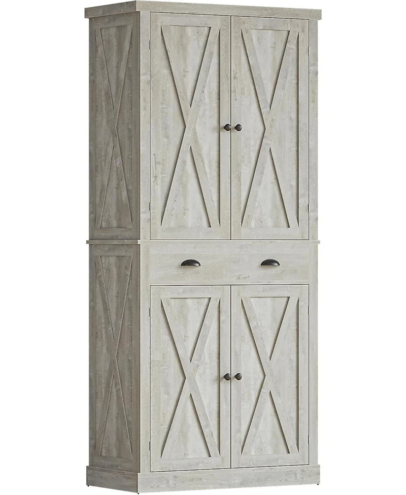 Ironck Kitchen Pantry with Drawer, 4 Adjustable Shelves, Rustic Maple