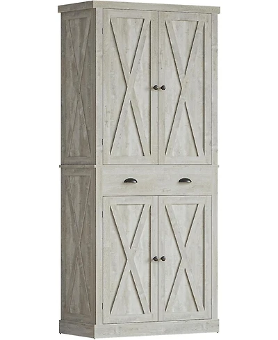 Ironck Kitchen Pantry with Drawer, 4 Adjustable Shelves, Rustic Maple