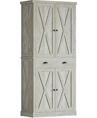 Ironck Kitchen Pantry with Drawer, 4 Adjustable Shelves, Rustic Maple