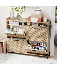 Boyel Living 4 Door Shoe Rack, Freestanding Modern Storage Cabinet, for Room, Entryway