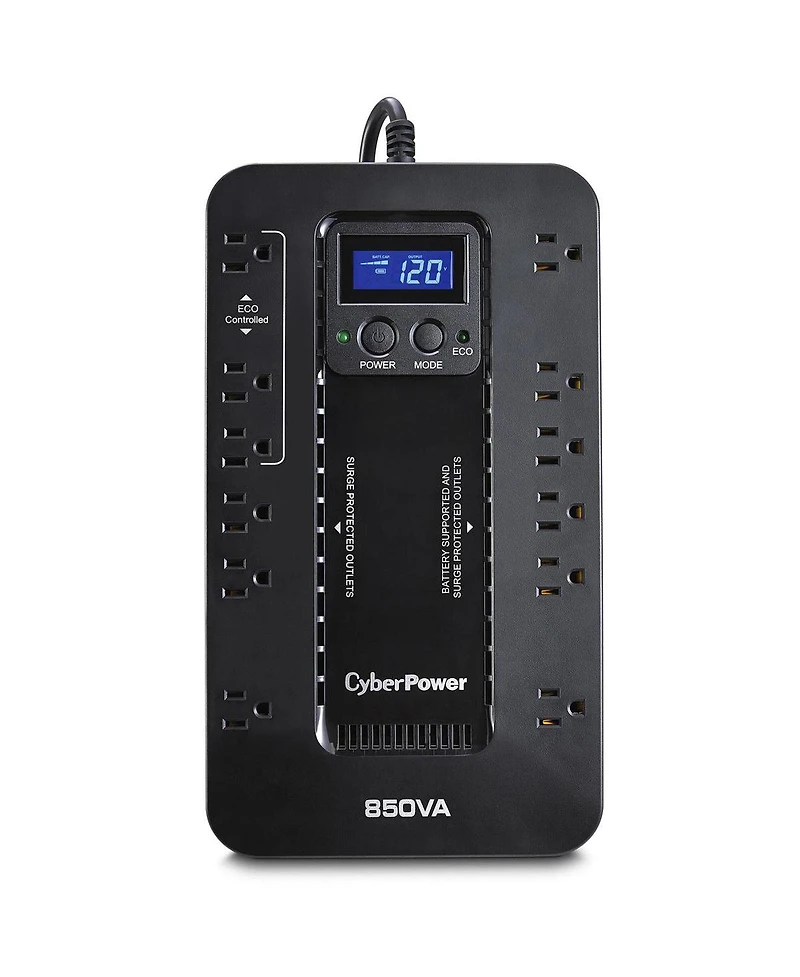 CyberPower Ecologic EC850LCD Compact 12 Outlets 850VA 510W Ups with Multifunction Lcd Panel, Eco Mode