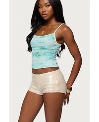 Edikted Womens Everlyn Water Lily Tank Top