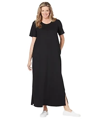 Woman Within Plus Perfect Short-Sleeve Scoopneck Maxi Tee Dress