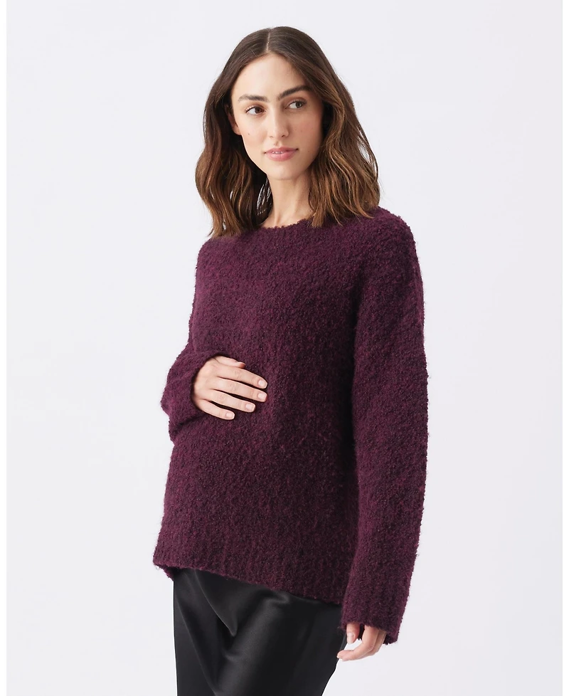 Ripe Maternity Theo Cosy Knit Sweater Burgundy - Stylish and Comfortable Knitwear