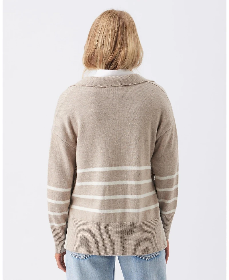Ripe Maternity Lori Nursing Knit Sweater Latte and Chalk - Comfortable Wear