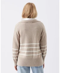 Ripe Maternity Lori Nursing Knit Sweater Latte and Chalk - Comfortable Wear
