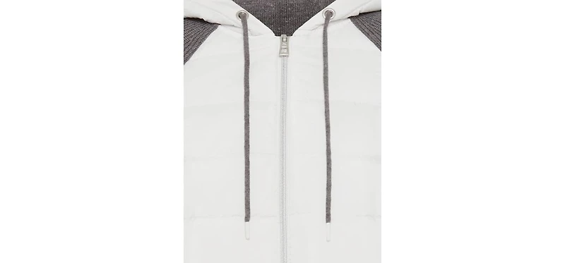 Olsen Women's Zip Front Mixed Media Hooded Jacket