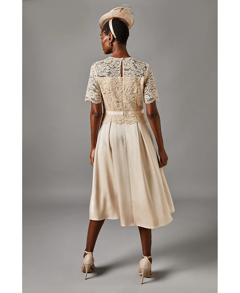 Coast Women's Lace And Crepe Full Skirted Midi Dress