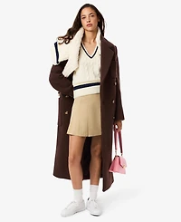 Lacoste Usa Women's Relaxed Fit Tailored Trench Coat
