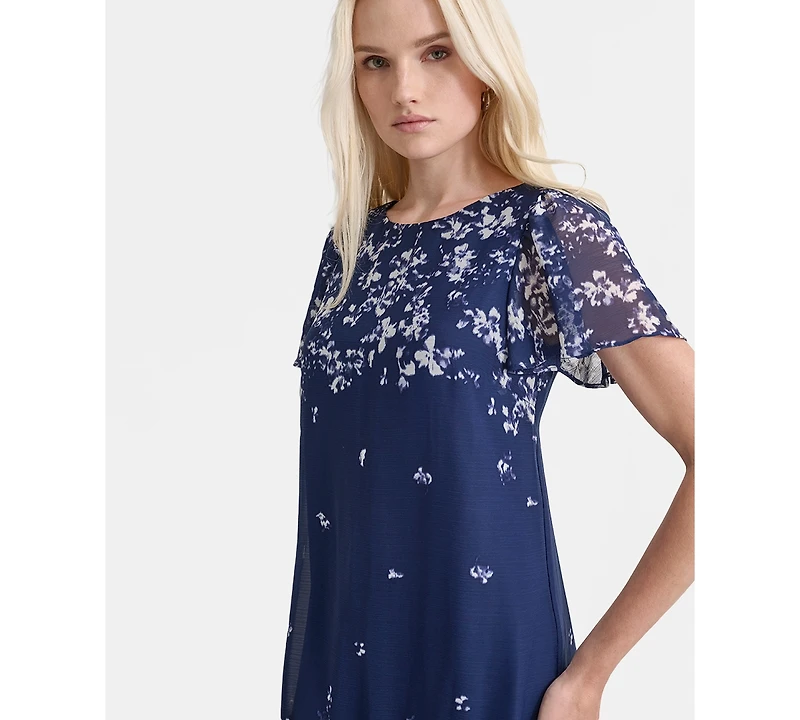 Dkny Women's Printed Flutter-Sleeve Mini Dress