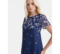 Dkny Women's Printed Flutter-Sleeve Mini Dress