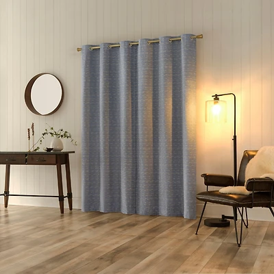 Sun Zero Drayton Slub Detail Magnetic Closure 100% Blackout Grommet Curtain Panel Pair