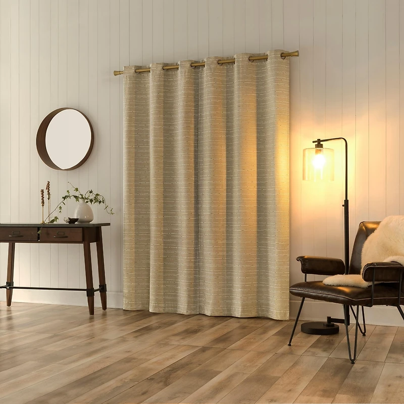 Sun Zero Drayton Slub Detail Magnetic Closure 100% Blackout Grommet Curtain Panel Pair