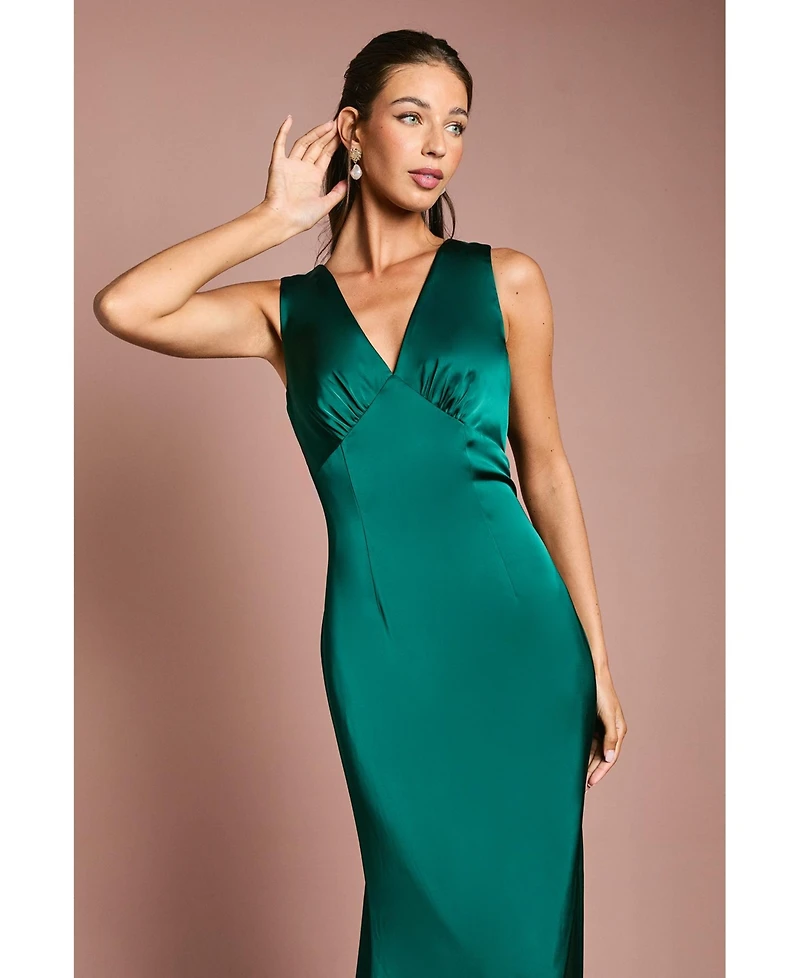 Coast Women's Bow Back V Neck Satin Bridesmaid Dress