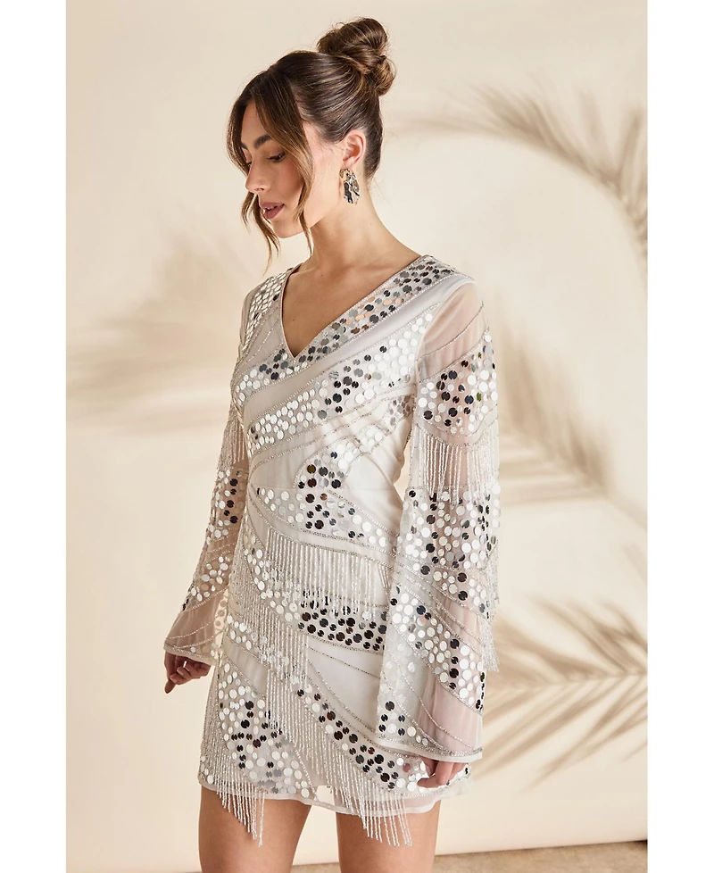 Coast Women's Flare Sleeve Sequin Mini Dress
